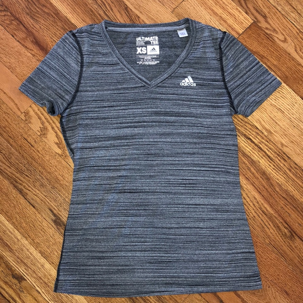 Grey adidas dry fit v neck tee